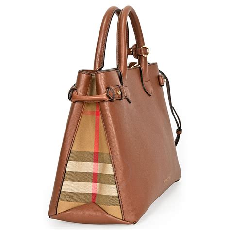 burberry banner house check medium leather tote|burberry leather tote review.